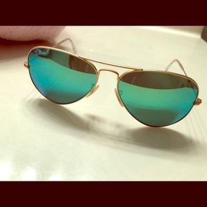 Rayban green lens matte gold frames sunglasses